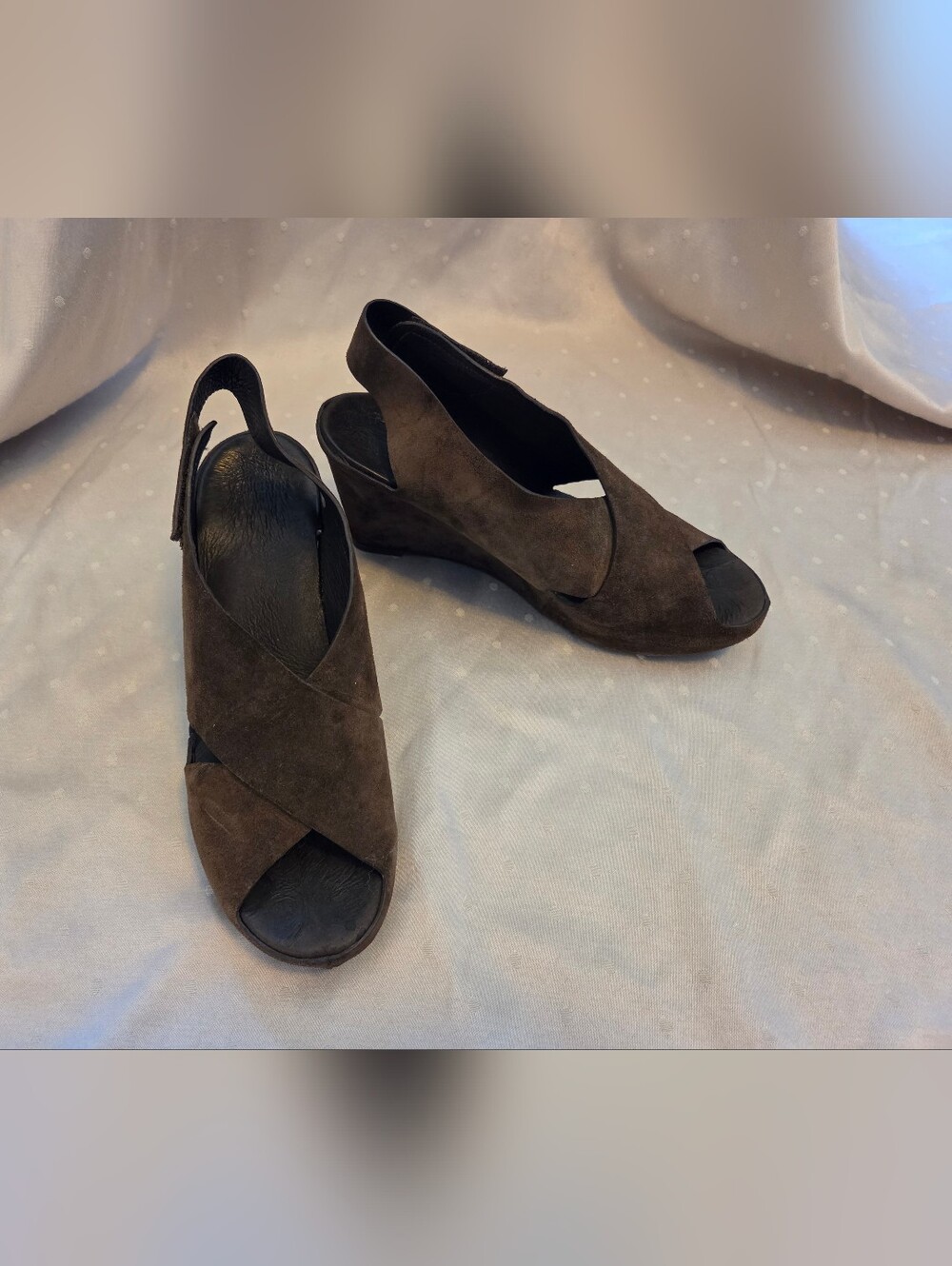 Suede Slingback Wedge Sandals